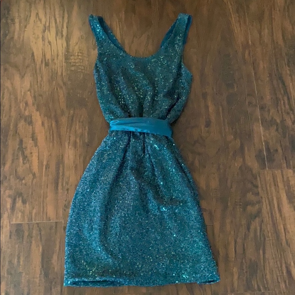 Express turquoise sequin dress